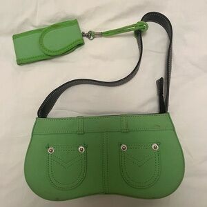 Green Women's Bag with Black Strap